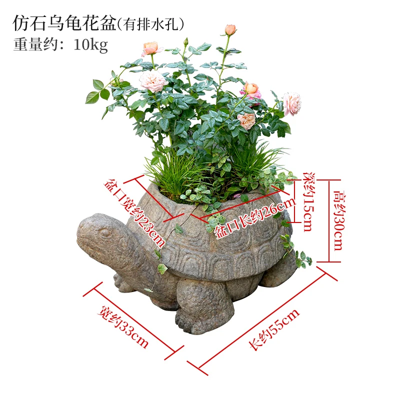 Pot tortue A181 avec drainage, dimensions 55 × 33 × 30 cm