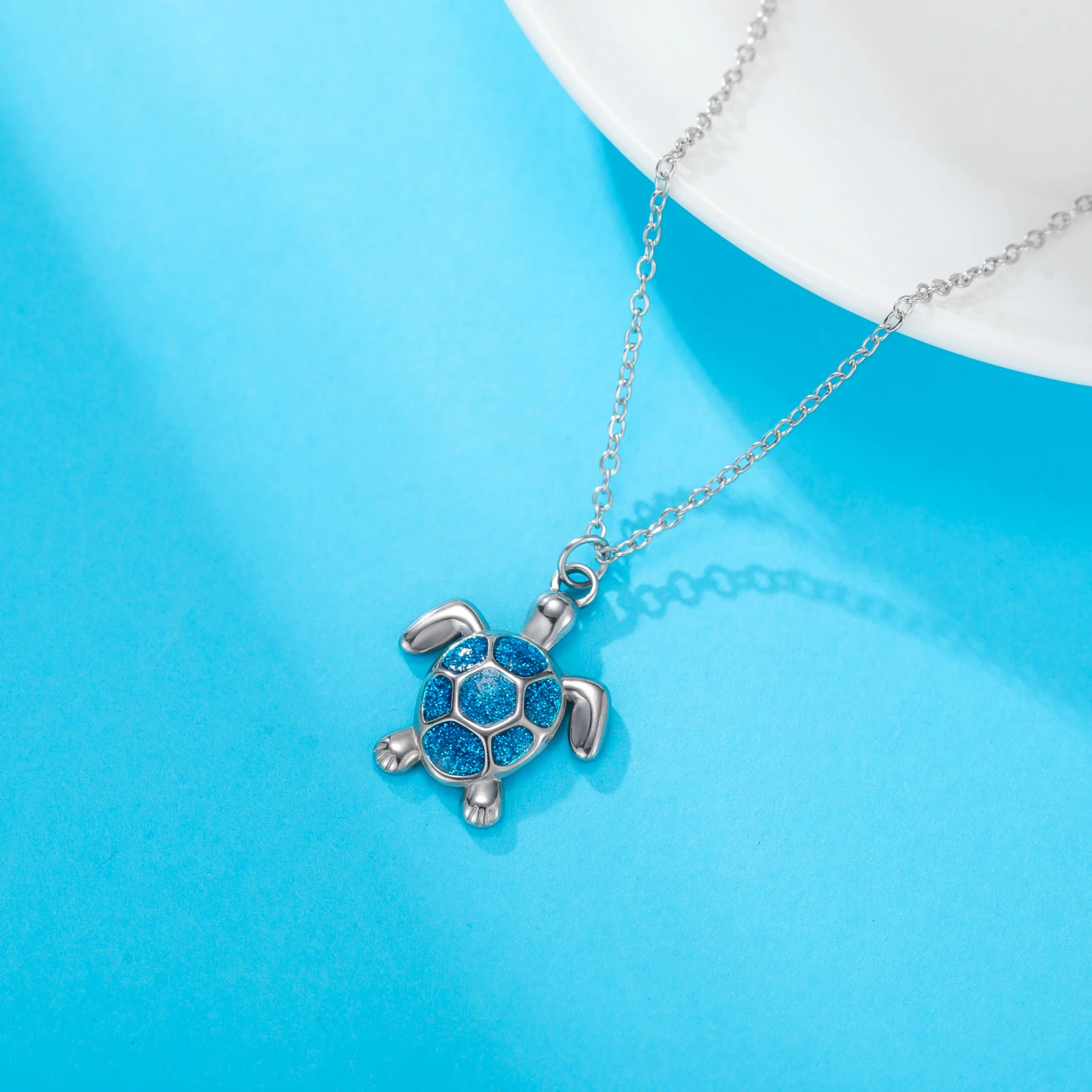 Collier tortue bleue en acier inoxydable – Image 5