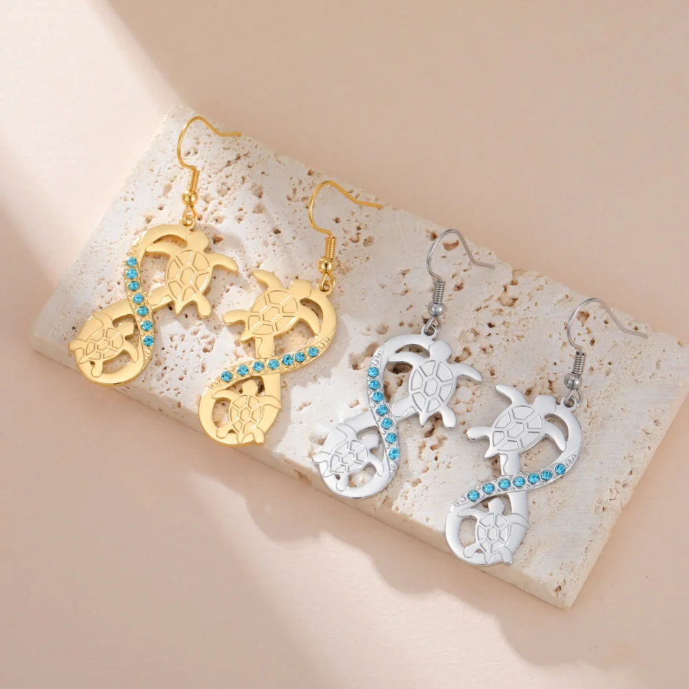 Boucles d’oreilles tortue et symbole infini – Image 2