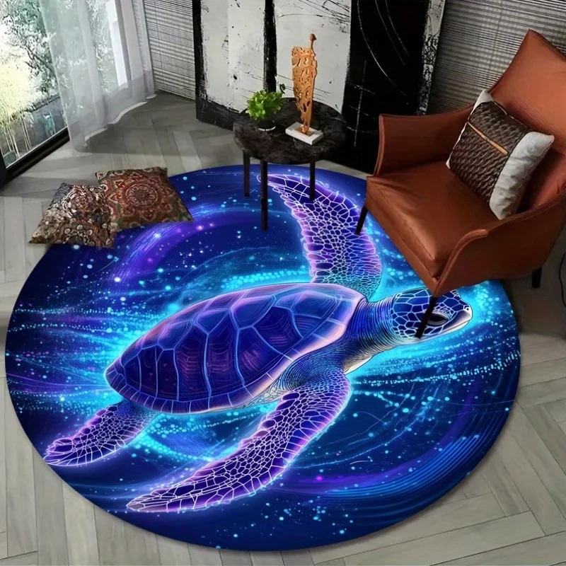 Tapis rond tortue aux couleurs néon – Image 2