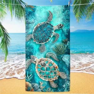 Serviette tortues et lagon turquoise