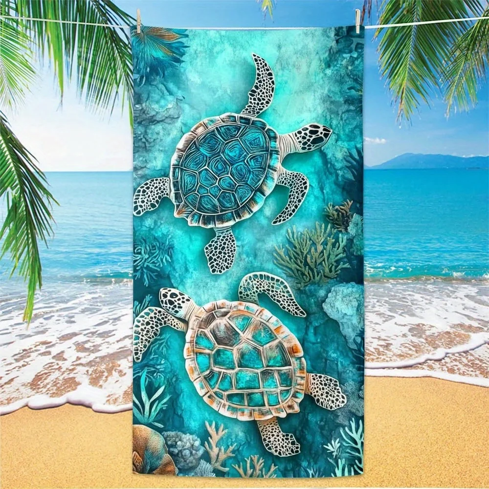 Serviette tortues et lagon turquoise