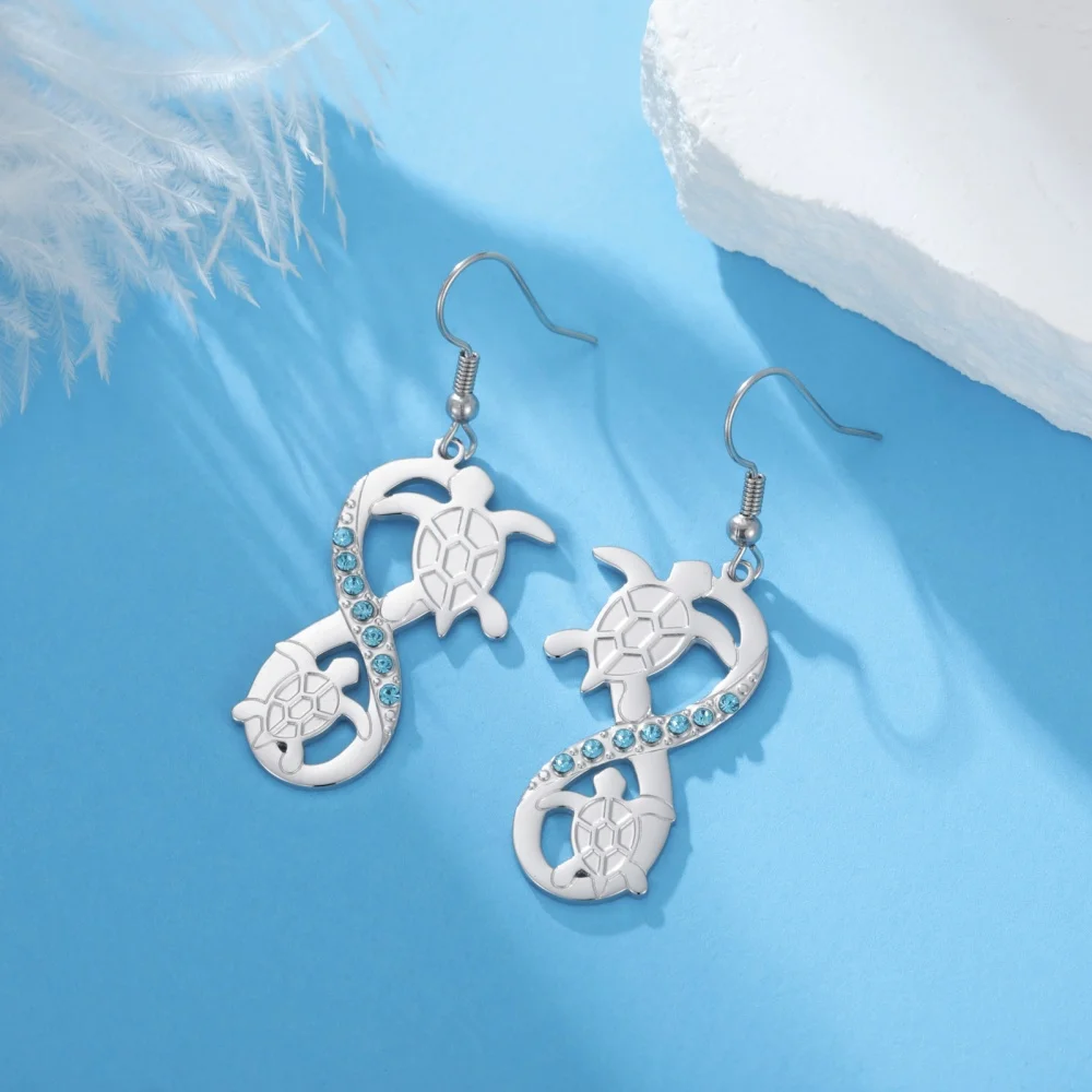 Boucles d’oreilles tortue et symbole infini – Image 4