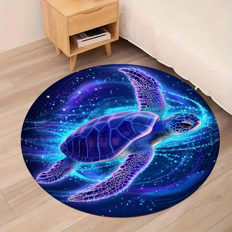 Tapis rond tortue aux couleurs néon – Image 5