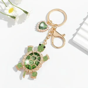 Porte-clés tortue à strass colorés