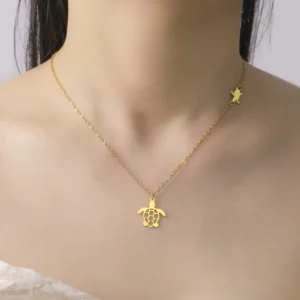Collier tortue en acier avec chaîne réglable