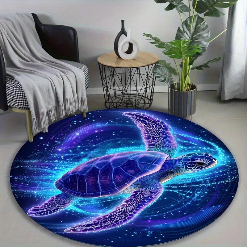Tapis rond tortue aux couleurs néon – Image 4