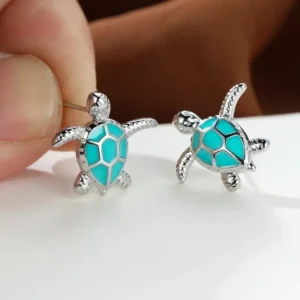 Boucles d’oreilles puces tortue turquoise