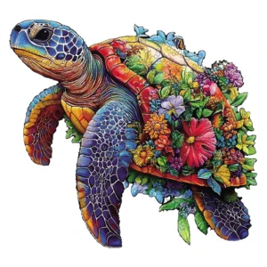 Puzzle tortue marine en bois à pièces irrégulières