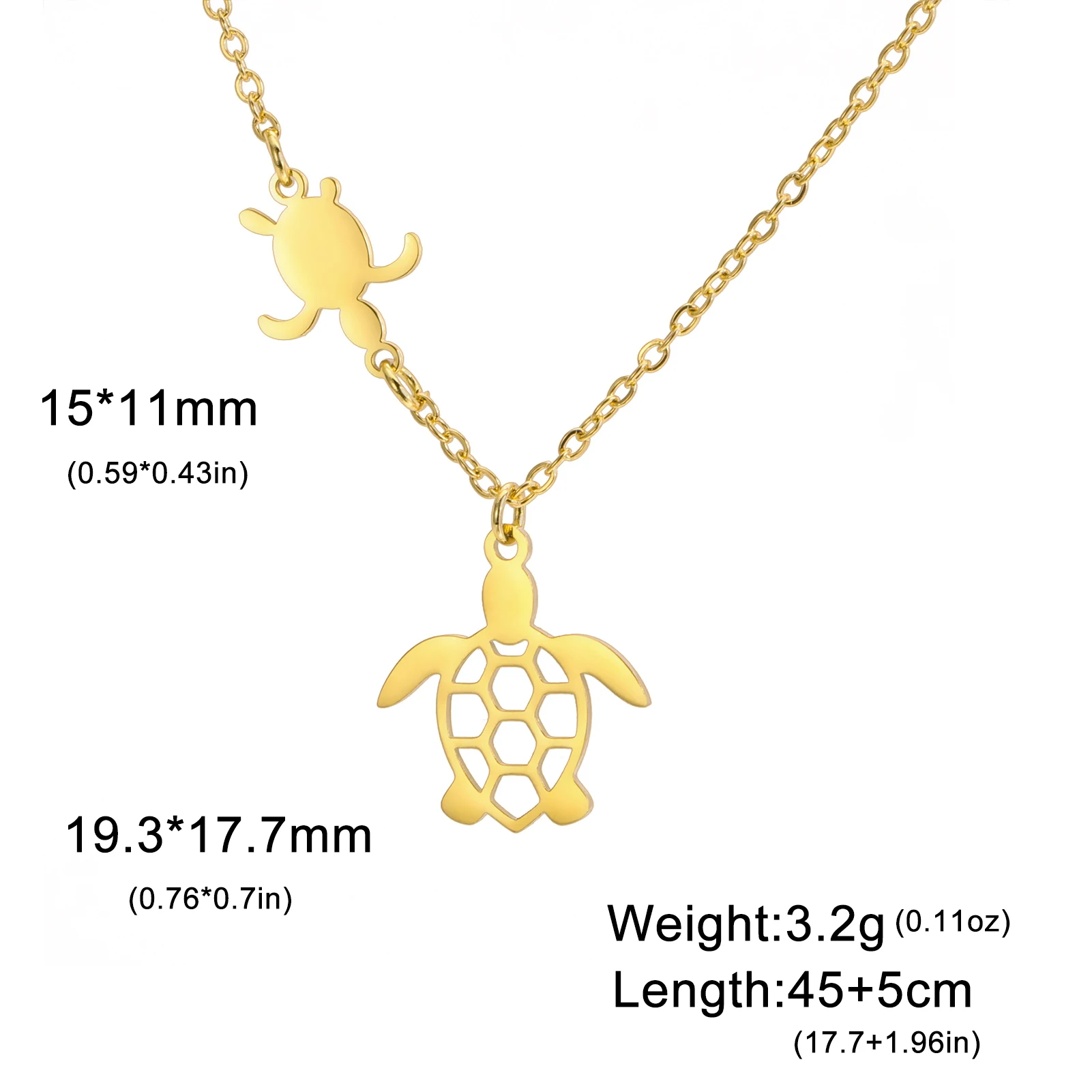 Collier tortue en acier avec chaîne réglable – Image 5