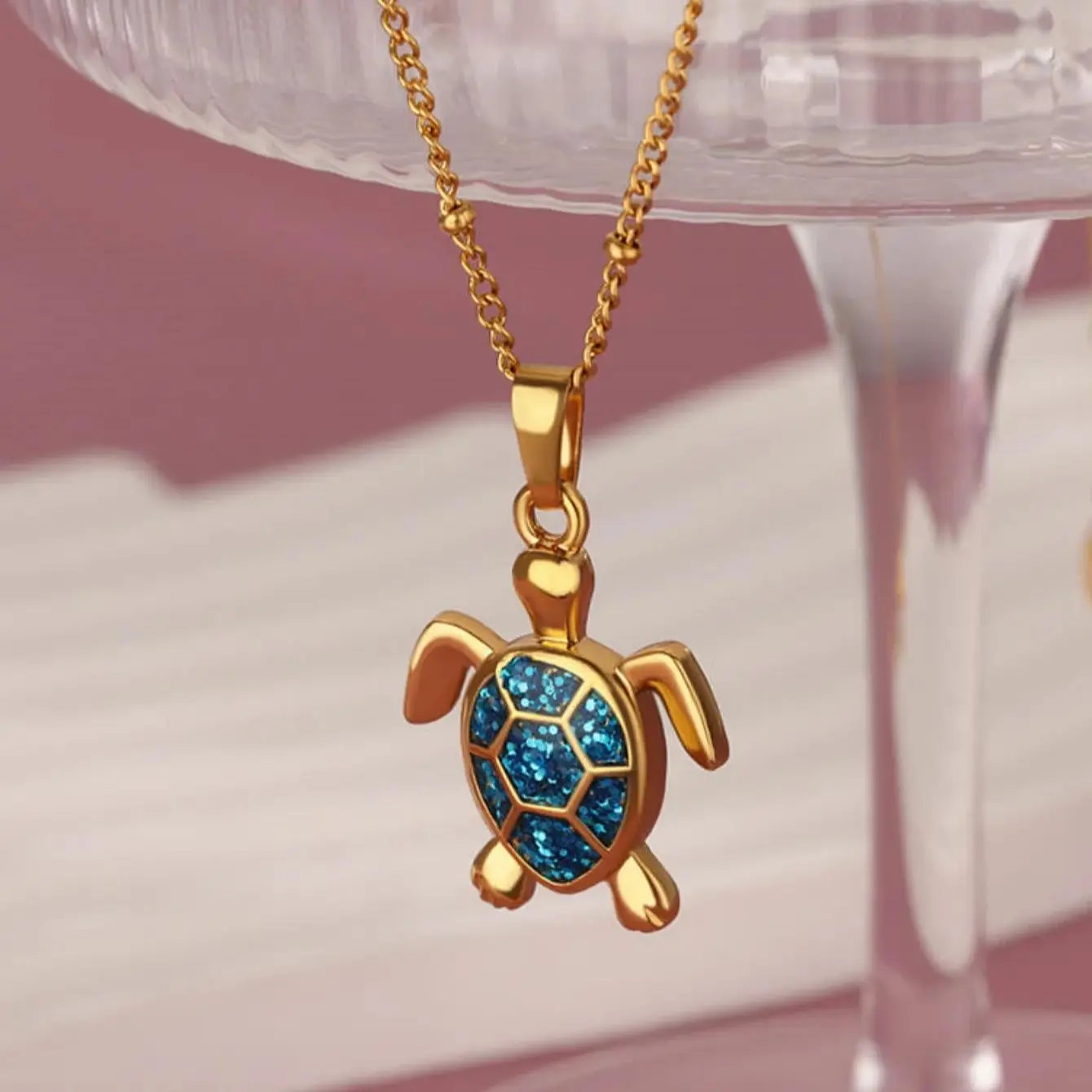 Collier tortue colorée en acier inoxydable – Image 4