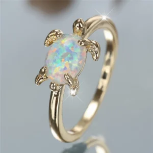Bague tortue à carapace opalescente