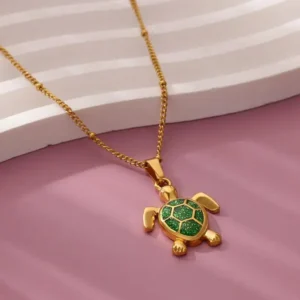 Collier tortue à carapace émaillée