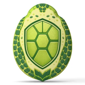 Coussin tortue avocat et carapace imprimée sur fond clair