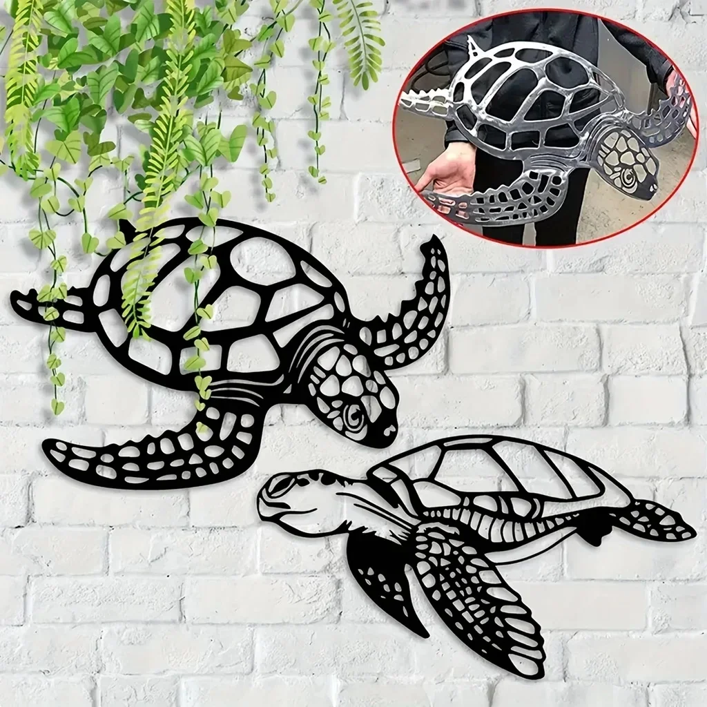 Décoration murale tortue en métal