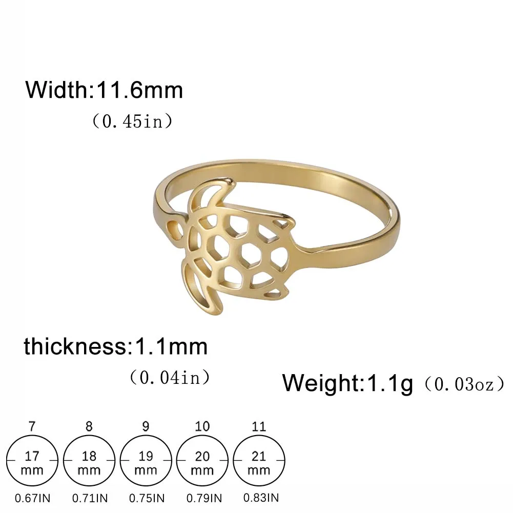 Bague tortue ajourée en acier inoxydable – Image 6