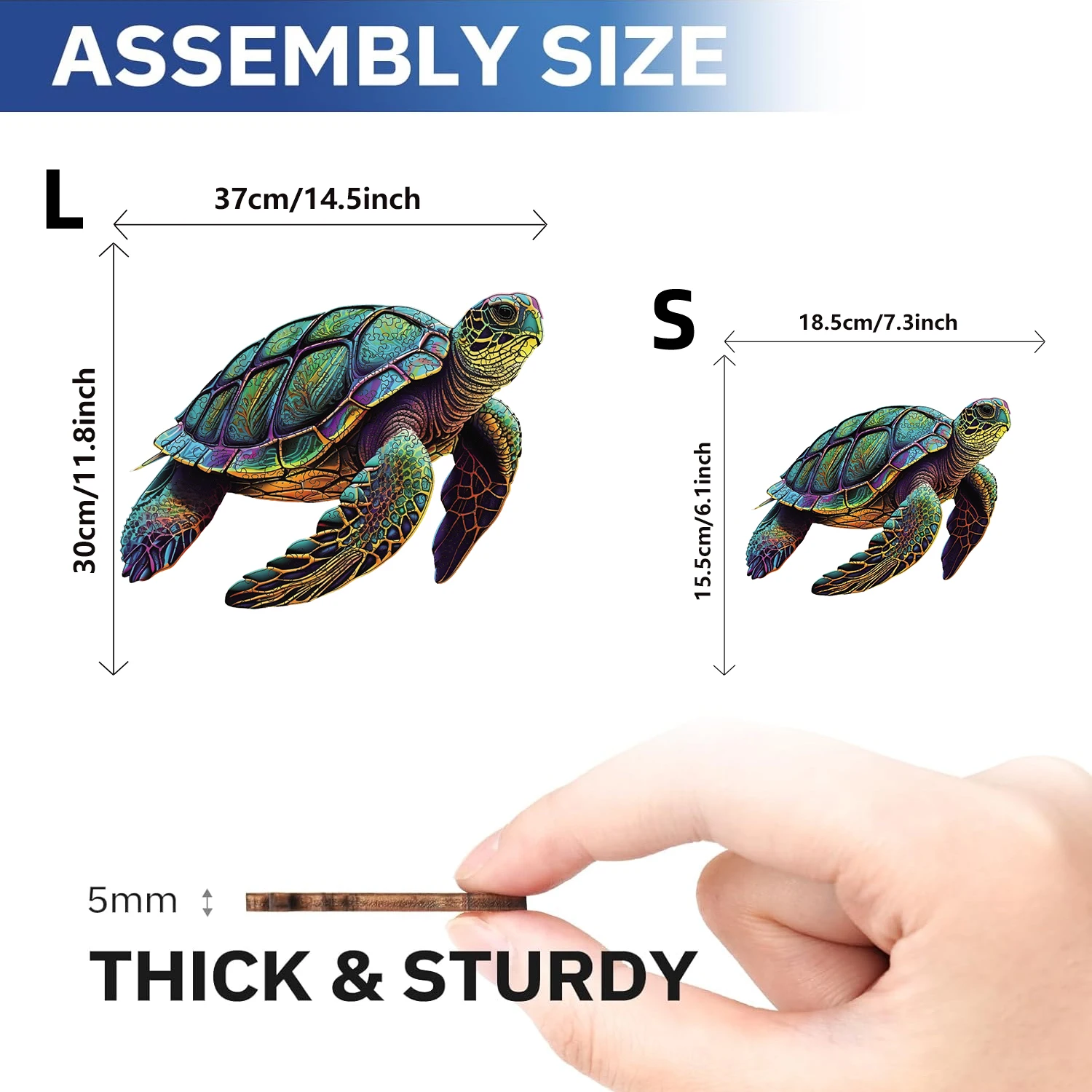 Puzzle en bois tortue aux pièces figuratives – Image 2