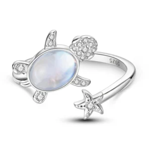Bague ouverte tortue et étoile de mer