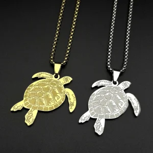 Collier tortue et récif sur chaîne de 60 cm