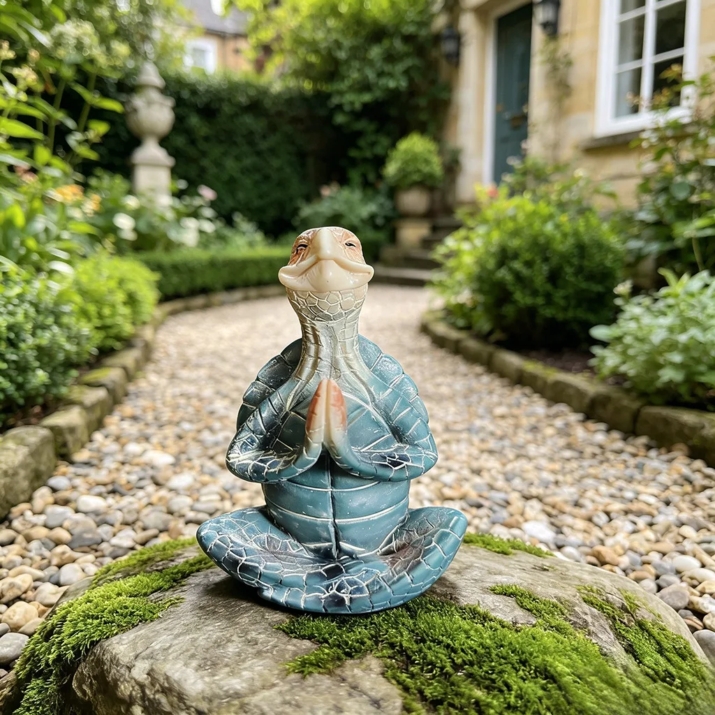 Statue tortue méditative en résine — vue de détail 1