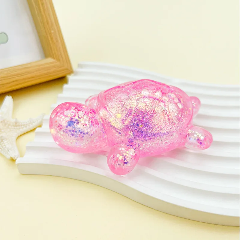 Tortue sensorielle souple à paillettes — Rose