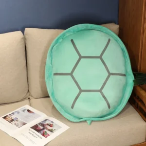 Carapace tortue verte en peluche, vue du produit seul