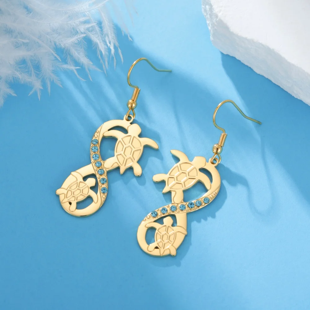 Boucles d’oreilles tortue et symbole infini – Image 3