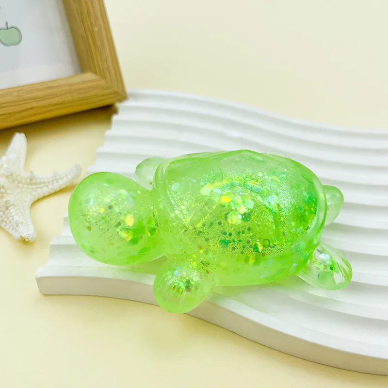 Tortue sensorielle souple à paillettes — Vert