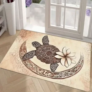 Tapis tortue hawaïenne et fleur tropicale