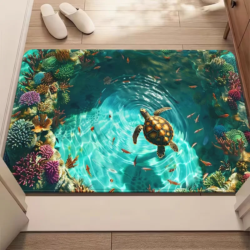 Tapis tortue dans un récif sous-marin