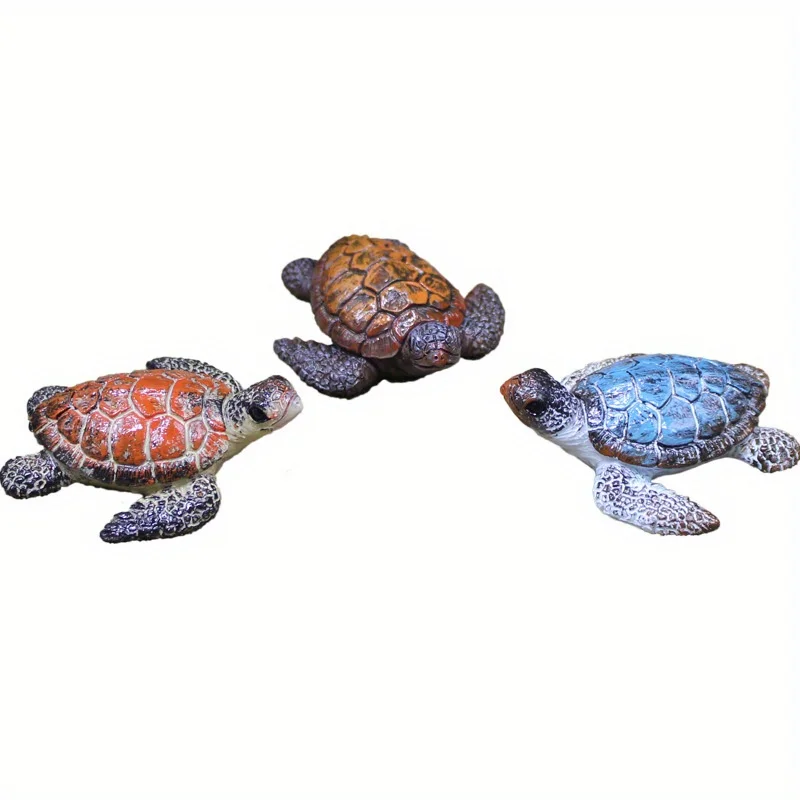Mini tortue de mer en résine — Lot de 3