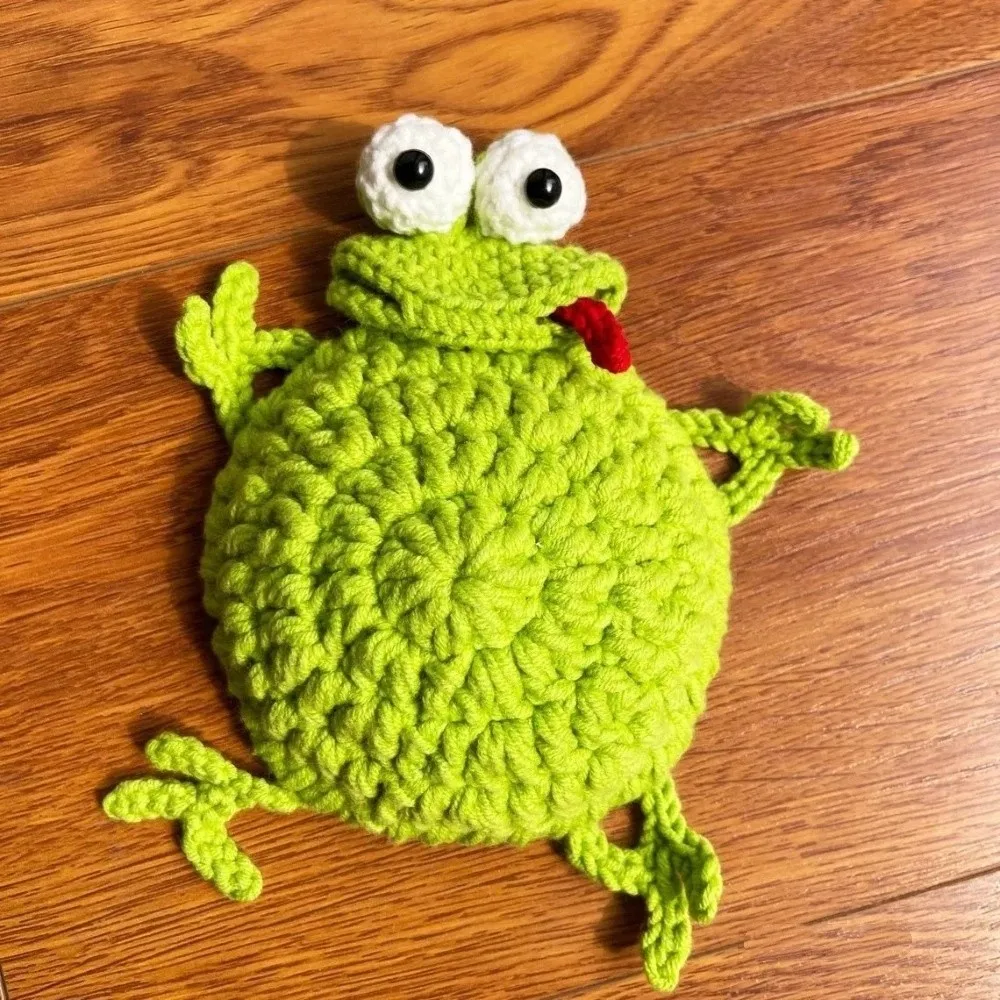 Sous-verre animal au crochet — Grenouille
