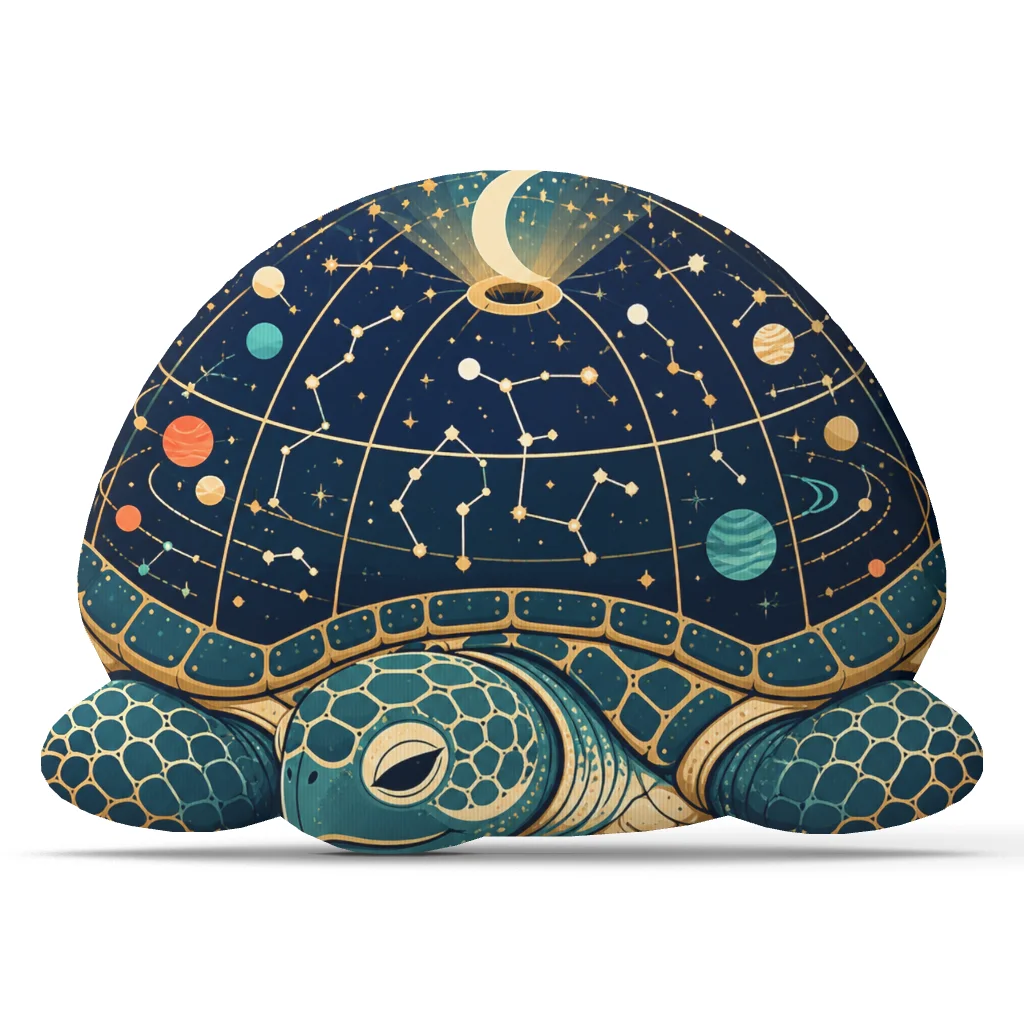 Coussin tortue céleste bleu nuit sur fond clair