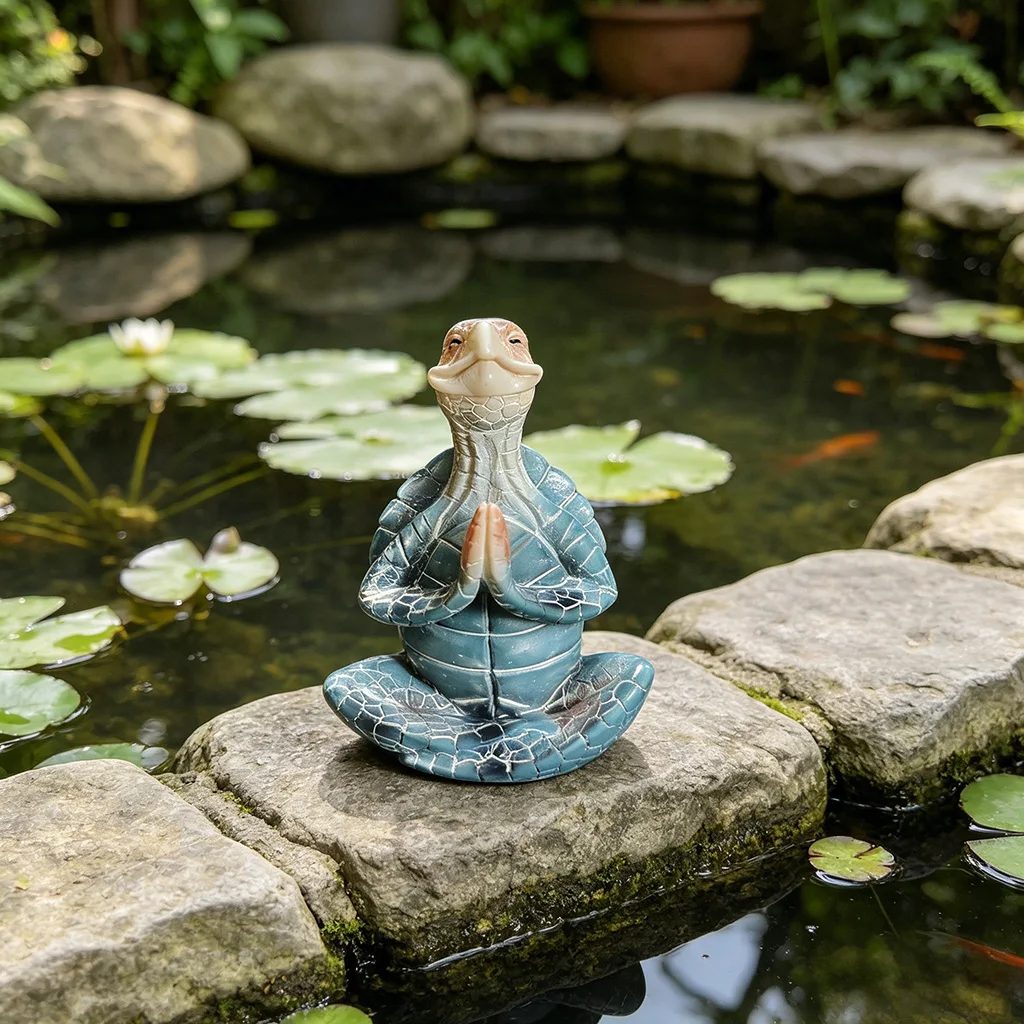 Statue tortue méditative en résine — vue principale