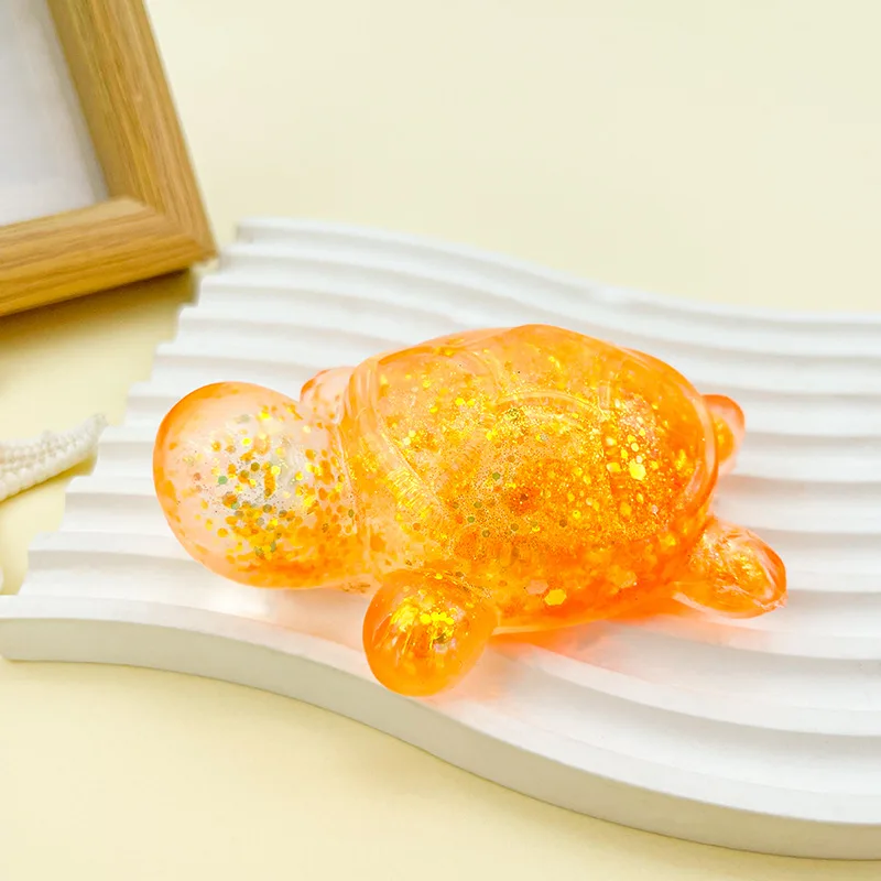 Tortue sensorielle souple à paillettes — Orange
